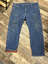 Vtg LL Bean Blue Jeans Mens Sz 42x29 made in USA red flannel lined