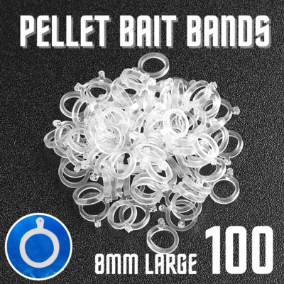 100 x White Pellet Bait Bands Karpfen Friedfisch Angelgerät Größe Large 8 mm
