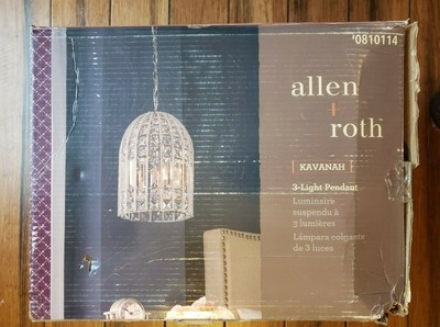 Allen Roth 3-Light Kavanah 17/" Chrome Glam Crystal Bell Pendant-Model #B10112