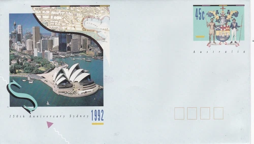 Australia 1992 150th anniversary of Sydney Unaddressed stationary Envelope VGC