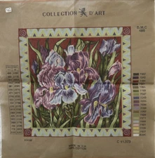 Collection d'Art DMC 486 Needlepoint Canvas Irises 50x50 cm C 11.373 orig. $60