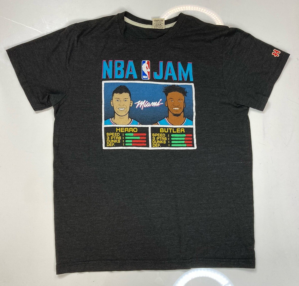 Homage NBA JAM Miami Heat Buttler Herro Graphic T-shirt Men Medium