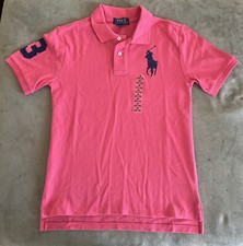 New Polo Ralph Lauren Boys M 10-12 Pink Collar Button Up Shirt Kids Medium