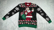 Ugly Holiday Sweater Women's M Santa Claus Pullover Long Sleeve Christmas