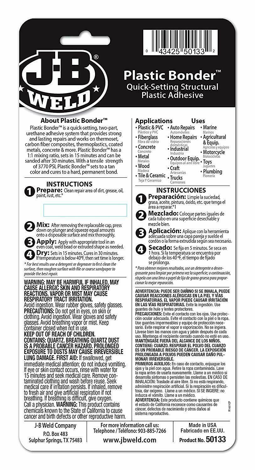 JB Weld Plastic Bonder Super Strong Glue High Strength Adhesive Car