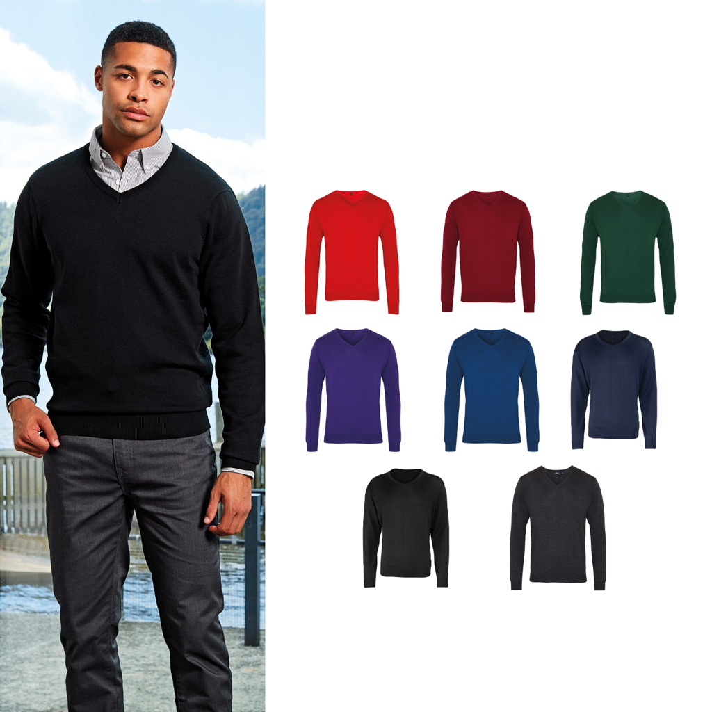 Premier Men's V-Neck Knitted Sweater (PR694) - Unisex Casual