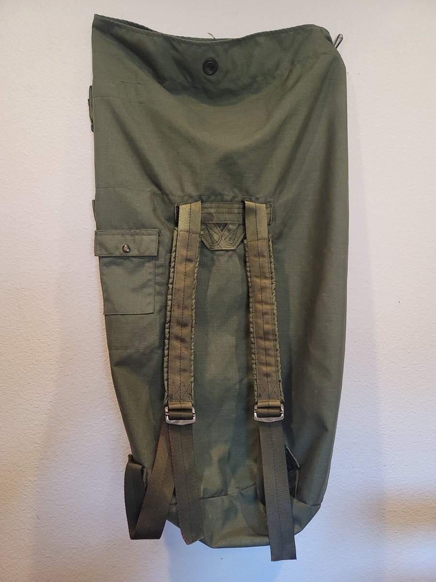 Military Duffle Bag, OD Green Nylon Sea Bag, Carry Straps, Army