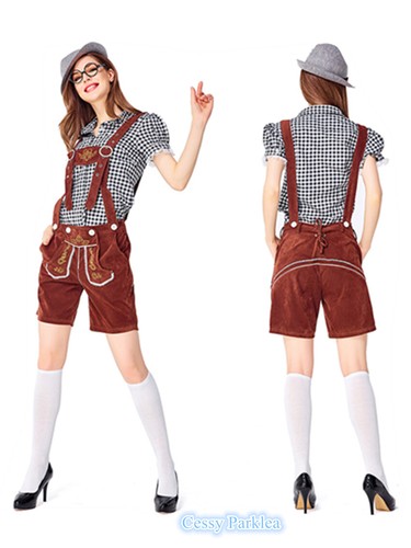 ZB1 Damas Alemán Bávaro Oktoberfest Dirndl Disfraz De Colección Sombrero Top Pantalones de Cuero - Imagen 8 de 15