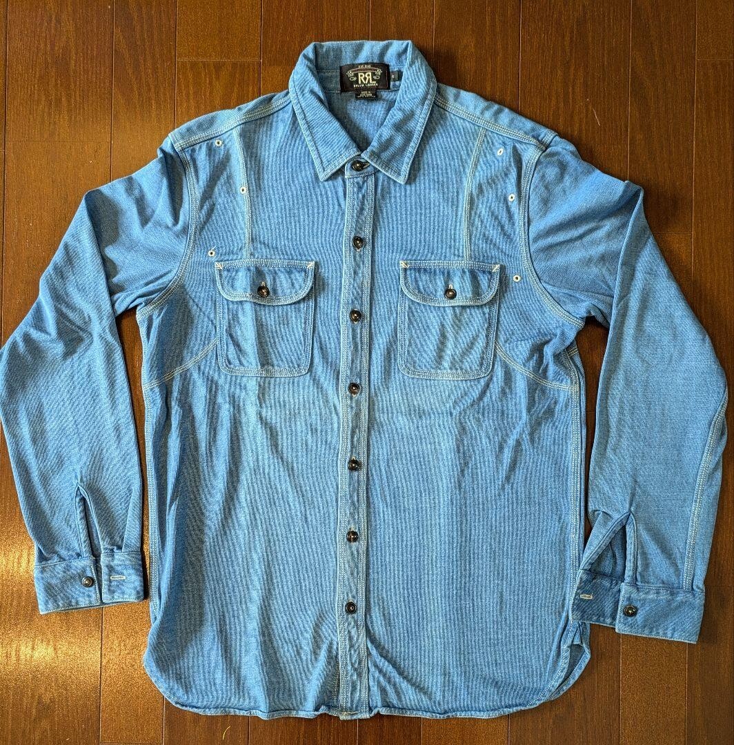 RRL RALPH LAUREN indigo cotton work Shirt Tops Men Size S RRL RALPH LAUREN indigo cotton work Shirt Tops Men Size S