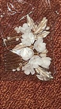 Bridal Wedding Flower Leaves Pearl Headpiece Hair Accessory Hair Side Comb NIP