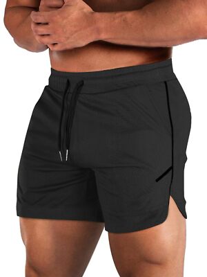 Mens Workout Shorts with Zipper Pocket Inch Lightweight Gym