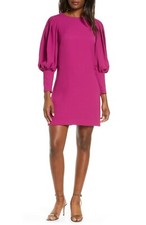Women's Eliza J Balloon Sleeve Crepe Shift Dress, Size 4 - Pink
