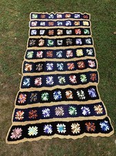 Vintage Handmade Crochet Pinwheel Rainbow Granny Quilt ONE of a KIND sj8j