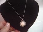 vintage-solid silver 18" curb chain &superb genuine mother of pearl pendent
