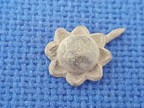 Lovely copper alloy post Medieval star pin mount. Please read description. L56m