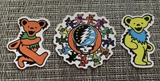 Set of 3 Grateful Dead / Jerry Garcia /Dead  Co Dancing Bears Vinyl Stickers