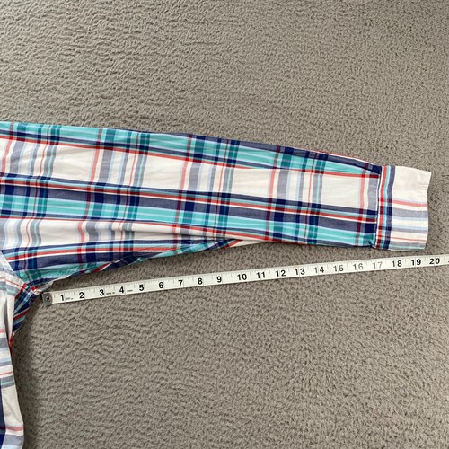 Nautica Shirt Extra Large Plaid White Blue Slim Fit Long Sleeve Mens - Picture 8 of 11