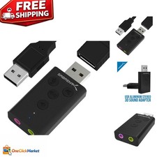 USB Stereo Sound Adapter for Windows Mac - 3D Audio, Driverless Plug Play