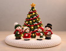 Christmas Tree & Carol Singers Centrepiece DK Knitting Pattern Xmas Decor