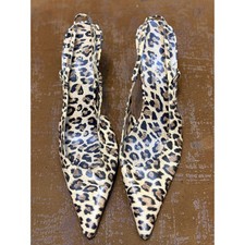 Dolce & Gabbana Leopard Print Pointed Toe Slingback Kitten Heels IT 40