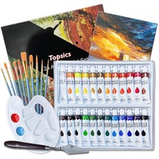 37 Teile Acrylfarben Set mit Pinseln Mischpalette und Leinwand