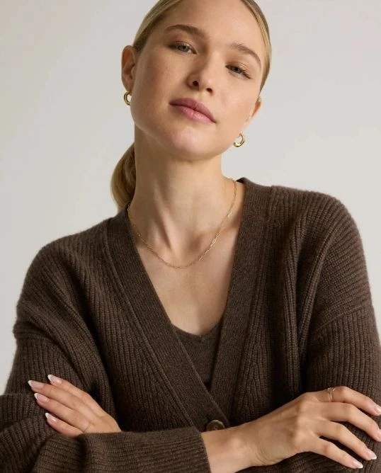 Cárdigan Corto Pescador Cachemira Mongol Quince XL Marrón Chocolate Foto 4 de 4