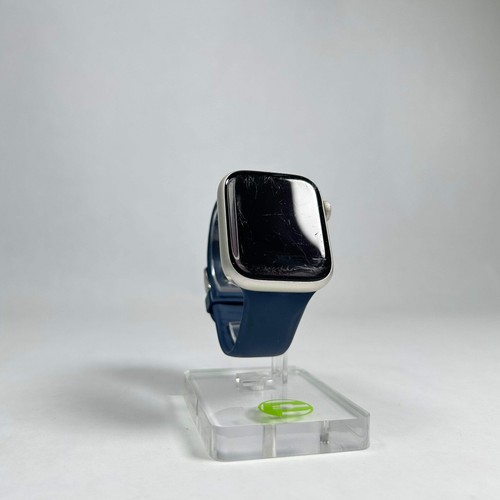 GPS Only Apple Watch Series 7 45MM Silver Aluminum Blue Sport Band A2474 - Picture 4 of 6