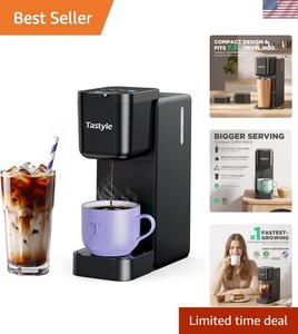 Single Serve Coffee Maker Hot and Iced with Bold Brew, Small Coffee Machine f...
