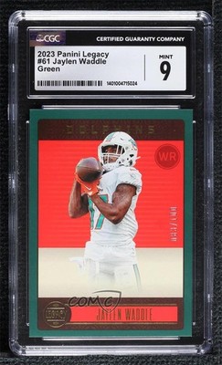 2023 Panini Legacy Green 83/100 Jaylen Waddle #61 CGC 9 Mint 05up
