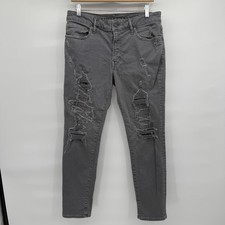American Eagle Next Level Flex Skinny Gray Jeans Mens 31 x 30 Distressed