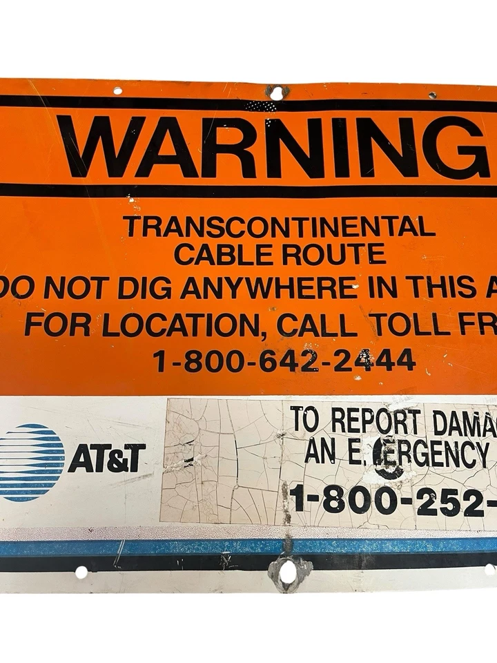 "Teléfono AT&T de colección original de los años 70 ADVERTENCIA CABLE CRUCE 20x14""" Foto 3 de 4