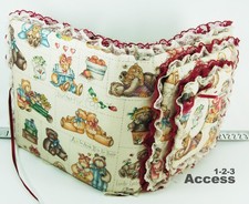 3-Ring Photo Binder Floral Lace Fabric Padded Covered w/ 25 Self Adhesive Vtg