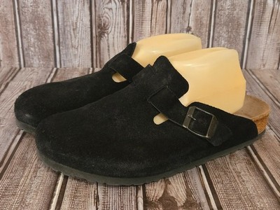 Sz 42 / 9 R Mens Birkenstock Boston Black Suede Comfort Clogs Slip