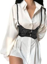 Teeyee Black Underbust Corset Leather Harness Belt Punk Fashion Style for Women