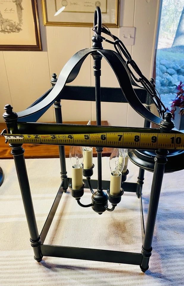 4 Bulb Oil Rubbed Bronze Chandelier Light Fixture Hanging Lantern Lighting - Image 4 of 4