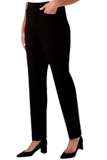 Susan Graver Women's Smart Ponte Knit Slim Leg Pant Black