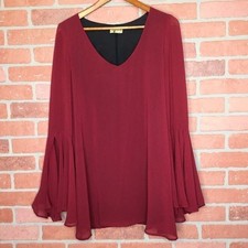 Show Me Your Mumu Womens Top Blouse Flare Bell Sleeves Flowy Witchy Sheer Size S