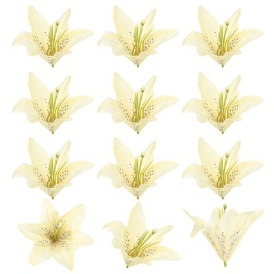 24-Pack Artificial Flowers Bulk, Champagne Fake Chrysanthemum Floral for DIY