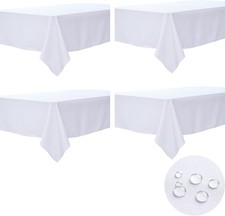 Table Cloth White 60x84 Inch Tablecloth 4 Pack for 6 Foot Rectangle Tables