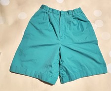    Vintage 1990s High Waist Teal Cotton Longline Shorts   27  Waist   