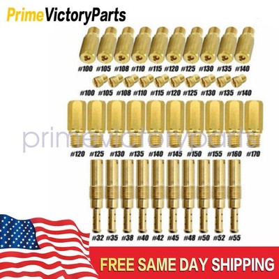 Carburetor 10Pc Slow Jets/Pilot Jet Kit & 30Pc Main Jets For Keihin CV CVK CVVD