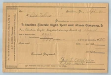 IOOF Odd Fellows Electric Light Heat Power Co 9/1 1893 Steelton Lodge 184 PA