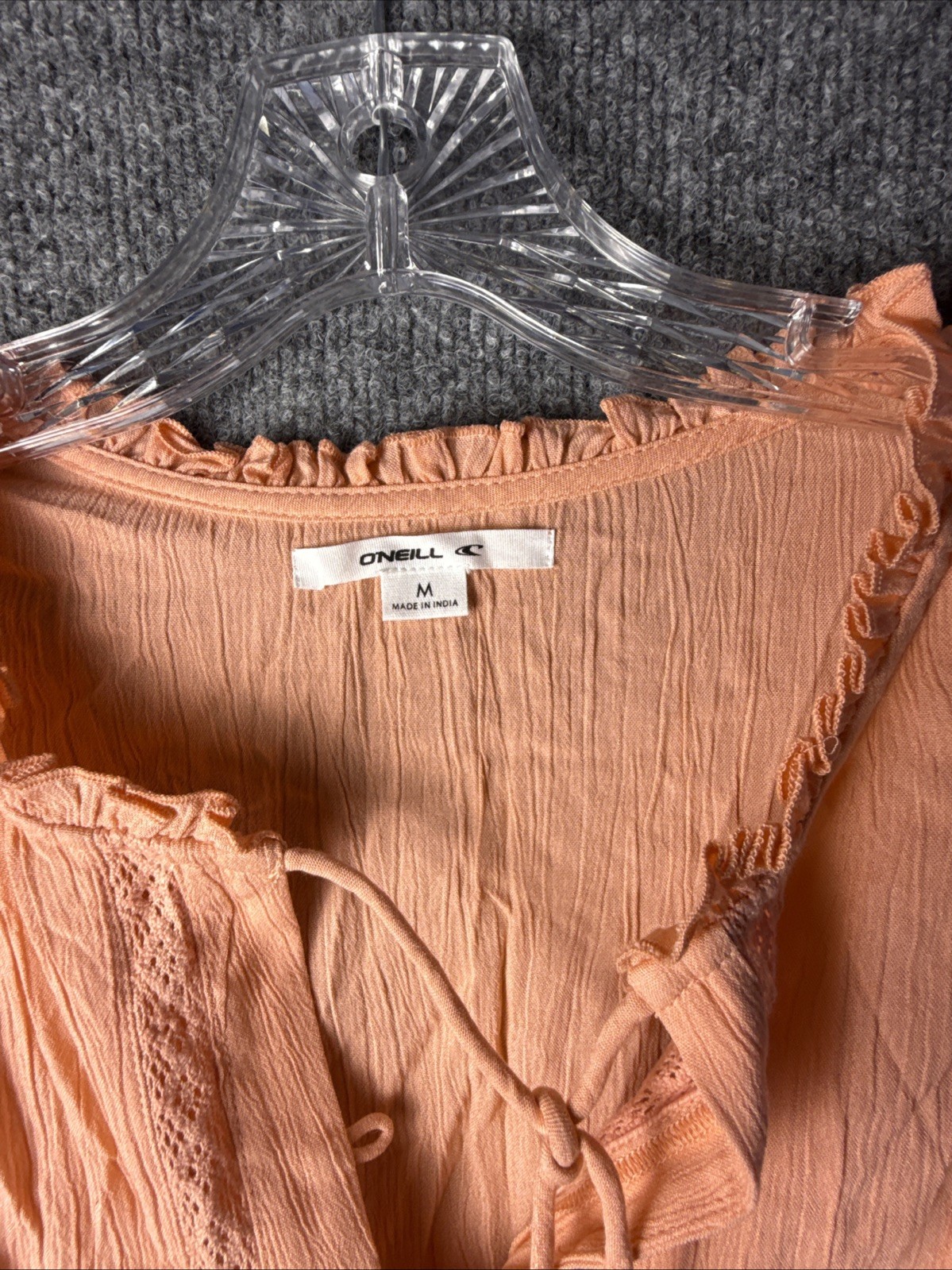 O’Neill Medium Eddie Solid Orange Dress Ruffle Sl… - image 3