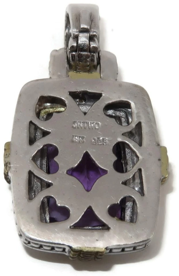 Pingente de ametista e diamante Judith Ripka 925 prata esterlina e ouro 18K, 1 3/8" - Imagem 3 de 3