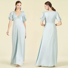 NEW Sachin & Babi Gown Alli Ice Blue Puff Sleeve V-neck Maxi Dress Size 2