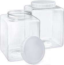 2 Pack 1.3 Gallon Large Plastic Storage Jars with Screw-On Lids, Wide