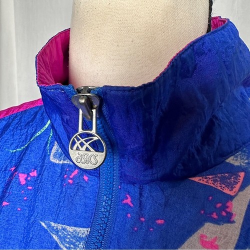 Vintage ASICS 90’s Windbreaker Athletic Track Jacket Y2K Blue Pink & Purple - Picture 10 of 16