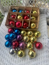Vintage Large Colorful Lot 30 Glass Ornaments Made In USA