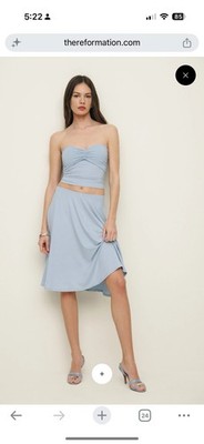 NEW Reformation Pastel Blue Cambria Two Piece Set Size Xl With Tags $200 Nwt