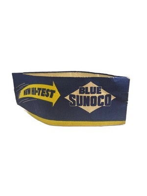 SUNOCO NEW HI-TEST Vintage Gas Jockey Oil Station BLUE PAPER Hat Cap ac